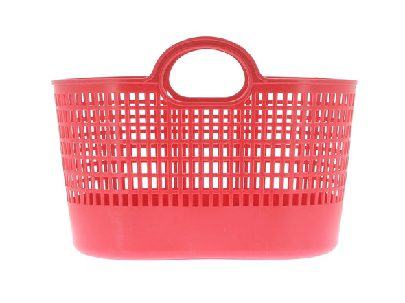 Panier cabas rouge en plastique avec logo