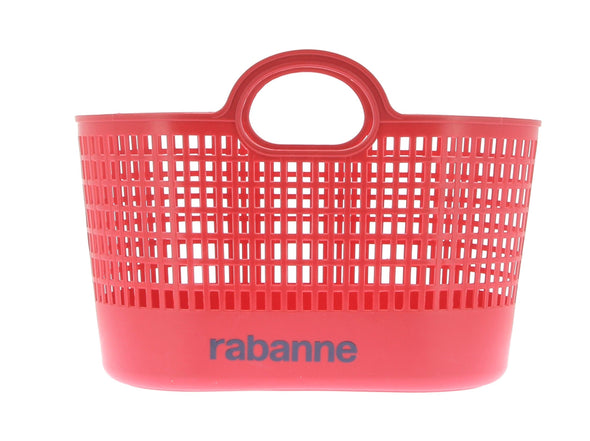 Panier cabas rouge en plastique avec logo