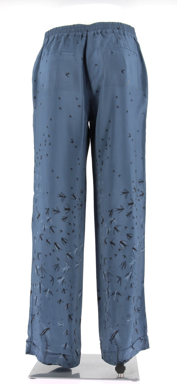 Pantalon bleu en soie