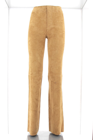 Pantalon flare en daim camel