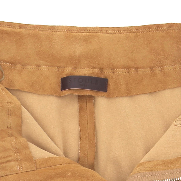 Pantalon flare en daim camel