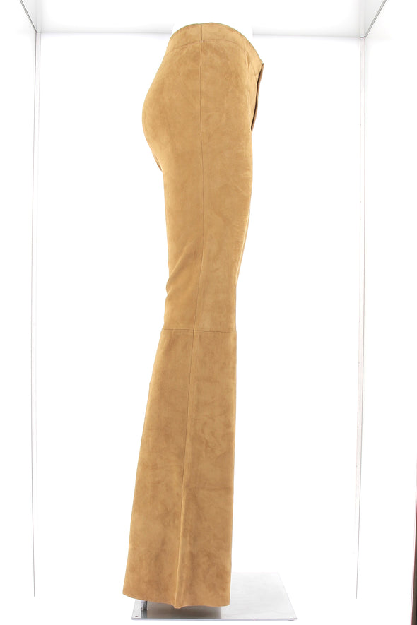 Pantalon flare en daim camel