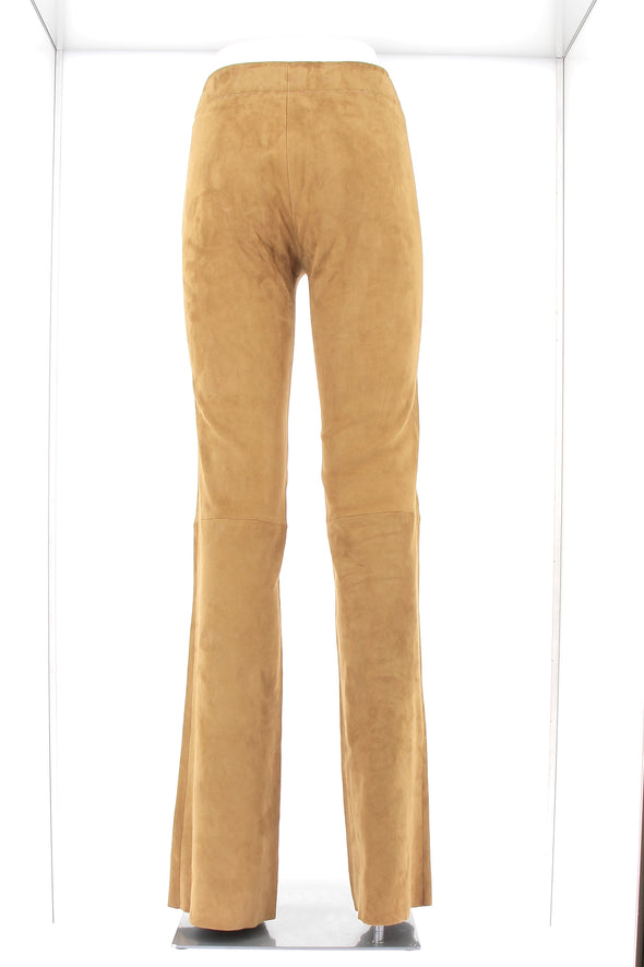 Pantalon flare en daim camel