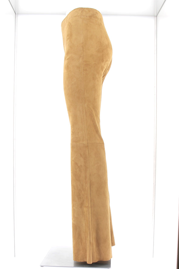 Pantalon flare en daim camel