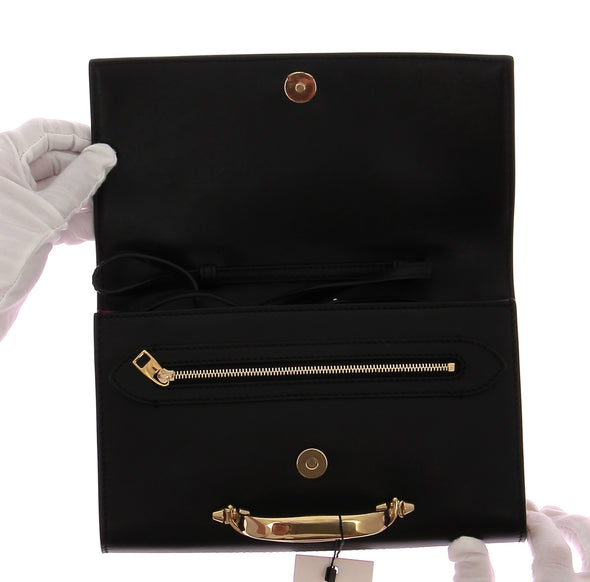 Sac en cuir noir à poignée dorée "The Story"