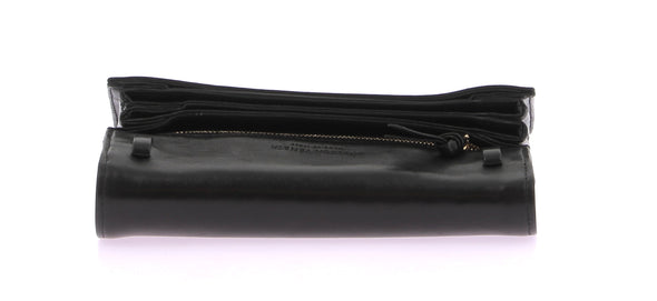 Pochette en cuir "Intrecciato" noire