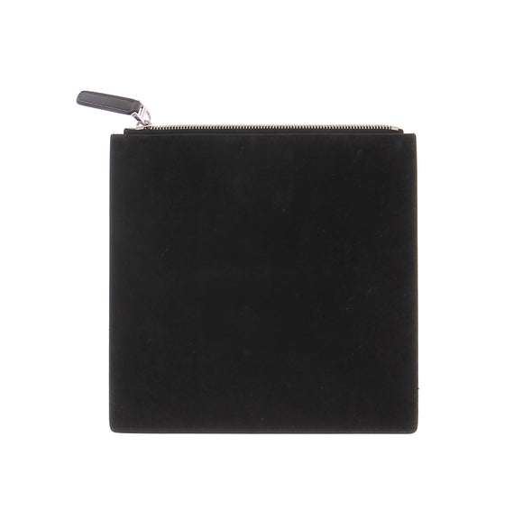 Pochette invitation en cuir noir