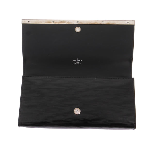 Pochette en cuir épi noir