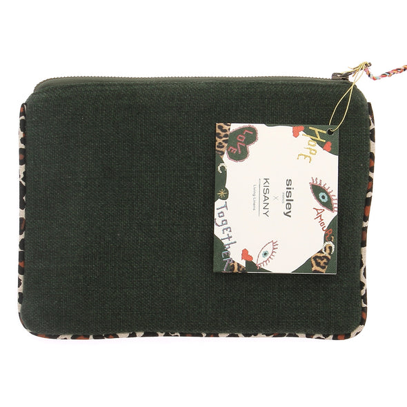 Pochette verte avec broderie