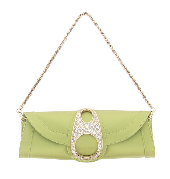 Pochette verte satinée