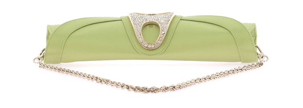 Pochette verte satinée