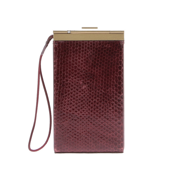 Pochette en cuir bordeaux