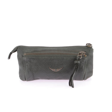 Pochette en cuir vert