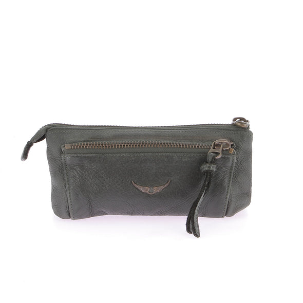Pochette en cuir vert