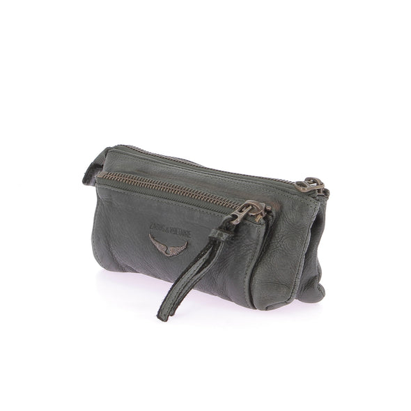 Pochette en cuir vert