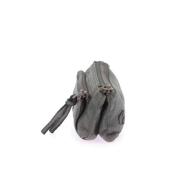Pochette en cuir vert