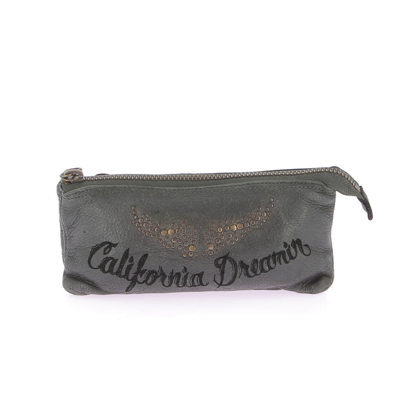 Pochette en cuir vert