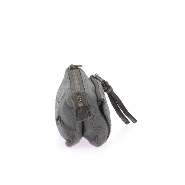 Pochette en cuir vert
