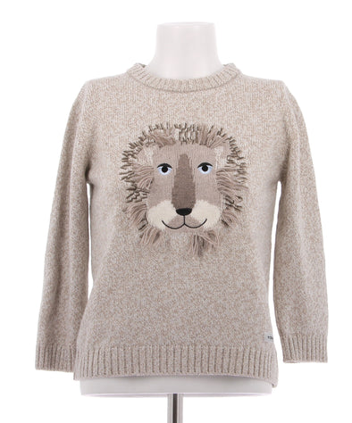 Pull chiné beige à tête de lion