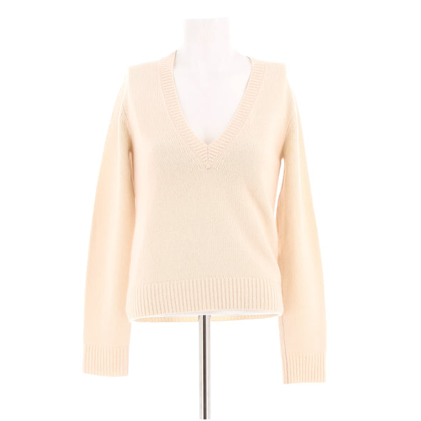Pull crème à col V