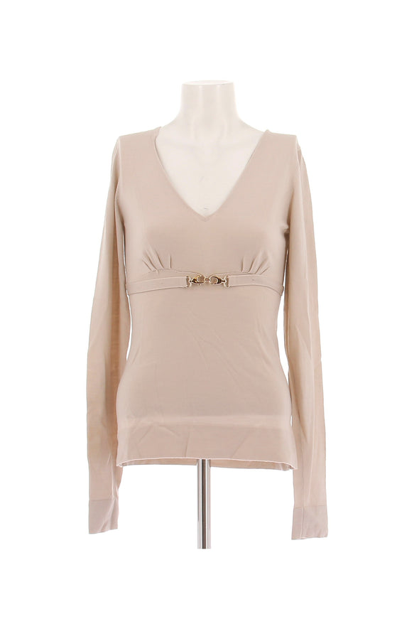 Pull en laine beige