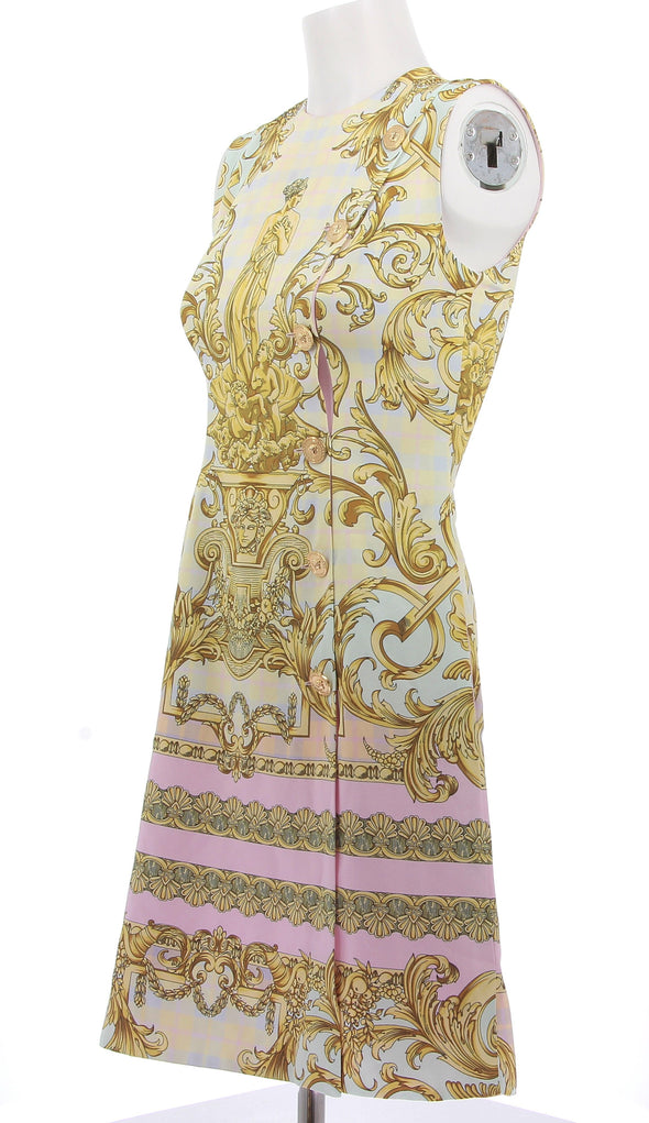 Robe dorée et rose imprimée