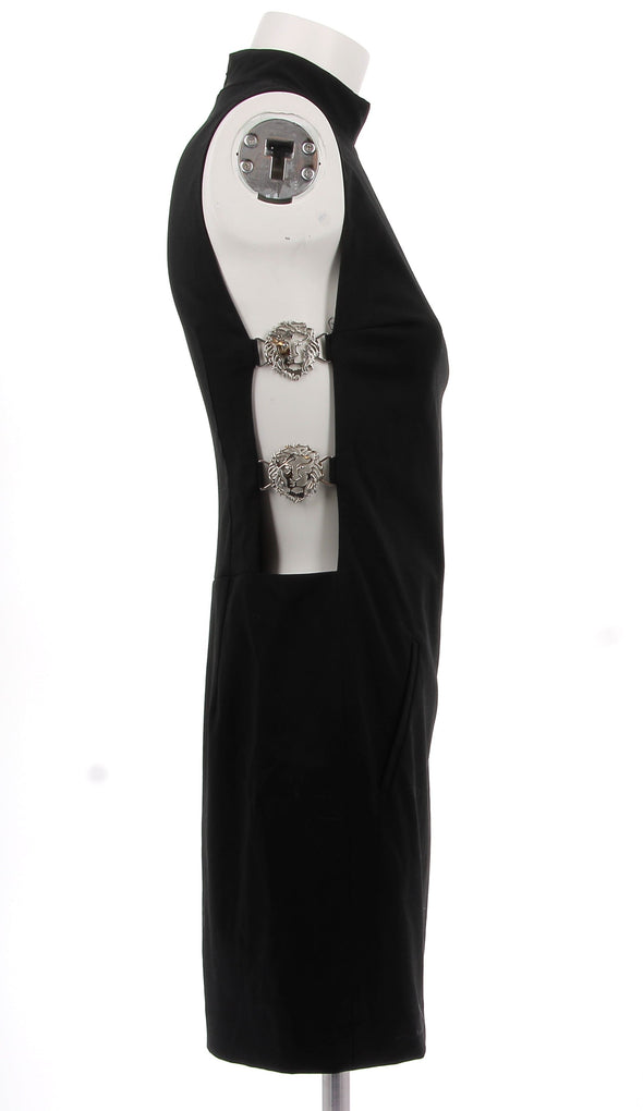 Robe col montant en laine noire