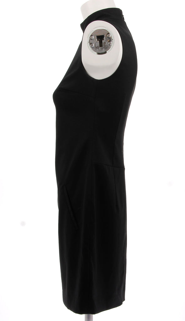 Robe col montant en laine noire