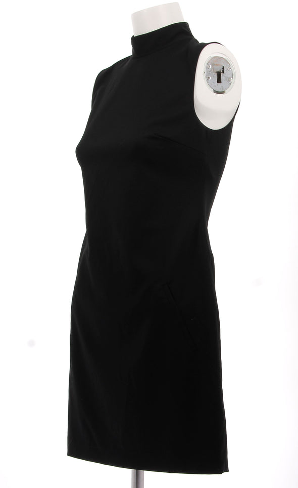 Robe col montant en laine noire