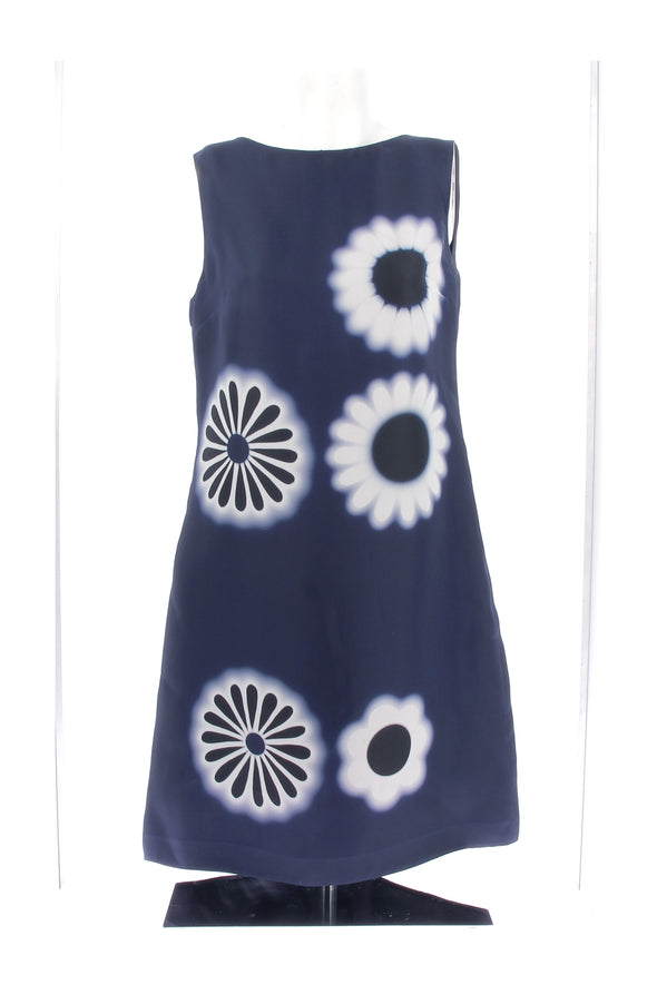 Robe bleu foncé à imprimé floral