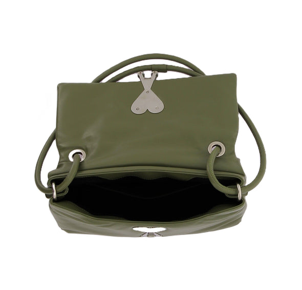 Sac en cuir vert "Voulez-vous"