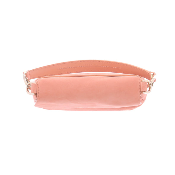 Sac baguette rose "La Prima" en cuir suédé