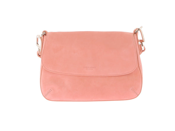 Sac baguette rose "La Prima" en cuir suédé