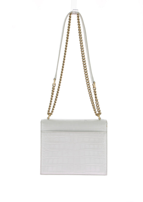 Sac "Sharp" en cuir croco embossé blanc