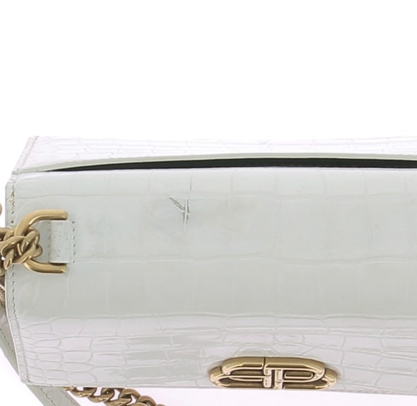 Sac "Sharp" en cuir croco embossé blanc