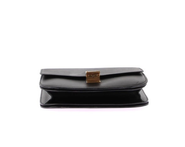 Sac à bandoulière en cuir noir "Classic Box"