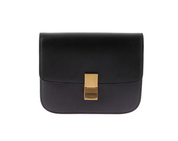 Sac à bandoulière en cuir noir "Classic Box"