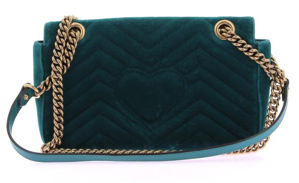 Sac bandoulière "Marmont" en velours bleu turquoise