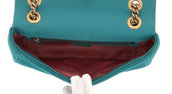 Sac bandoulière "Marmont" en velours bleu turquoise