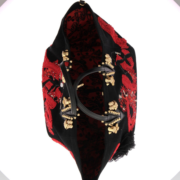 Sac cabas "Falemencaba" noir et rouge