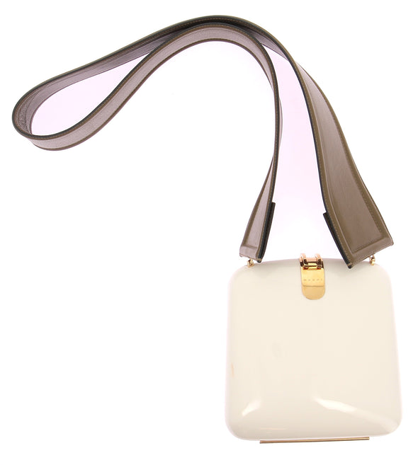 Sac à bandoulière blanc avec anse marron