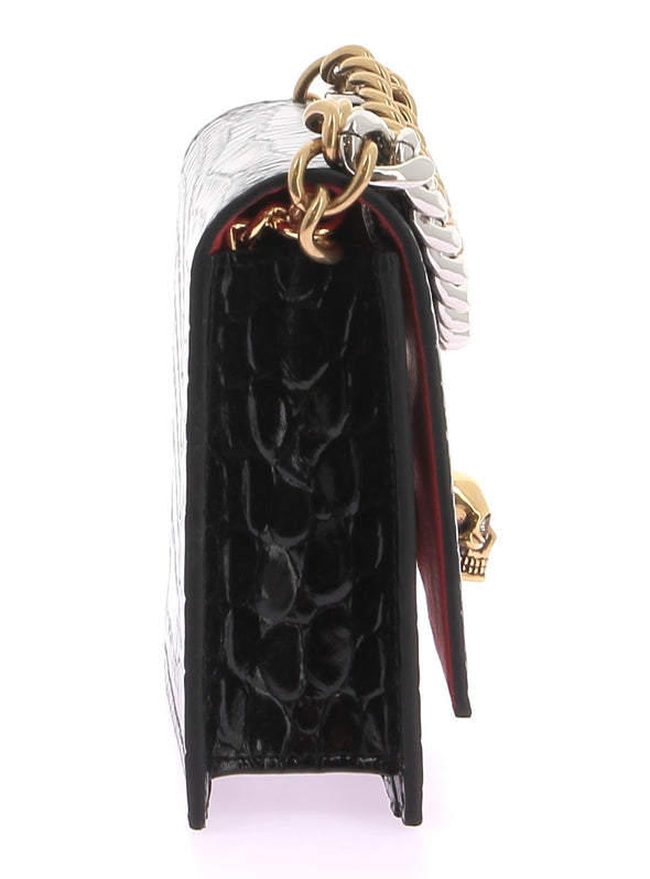 Sac à bandoulière noir à détail crâne et chaines "Skull"