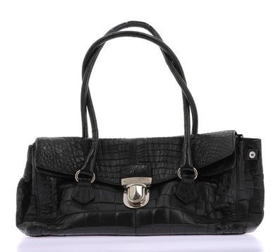 Sac en cuir croco noir