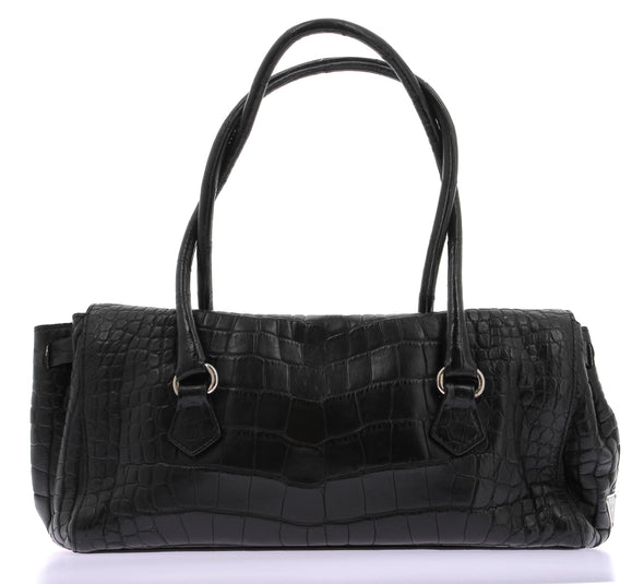 Sac en cuir croco noir