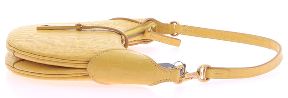 Sac à bandoulière jaune croco "ID Embossed"