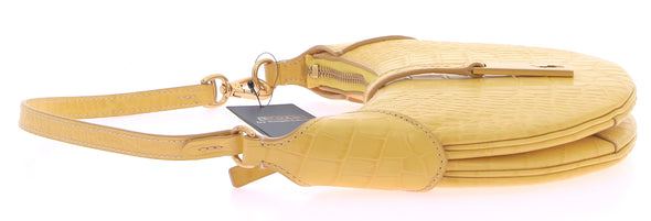 Sac à bandoulière jaune croco "ID Embossed"