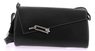 Sac à bandoulière en cuir noir "Interlock"