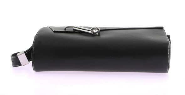 Sac à bandoulière en cuir noir "Interlock"