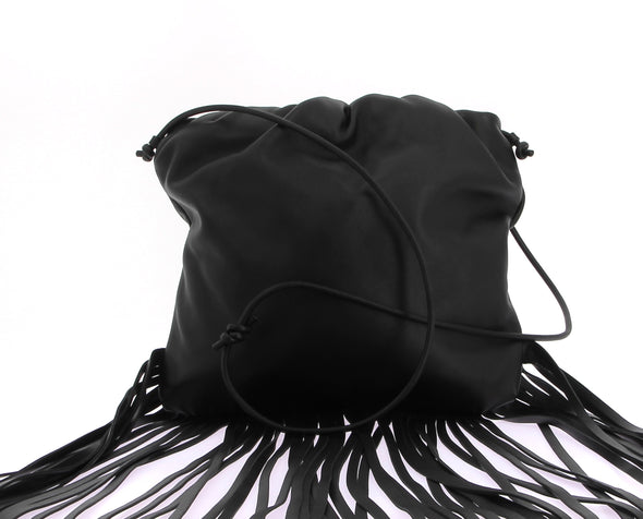 Sac à main noir à franges "Fringe Pouch"