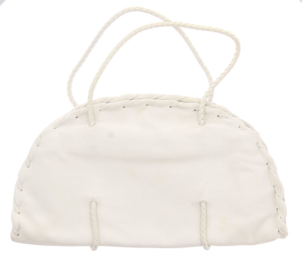 Sac plat tressé blanc